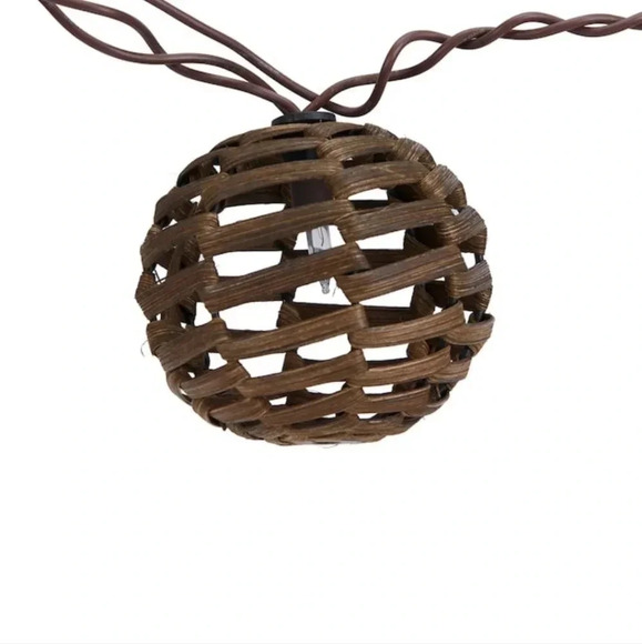 Allen + Roth Brown Wicker Rattan Shade Design. 8.8 ft Plug In String Lights NIB - Picture 2 of 6